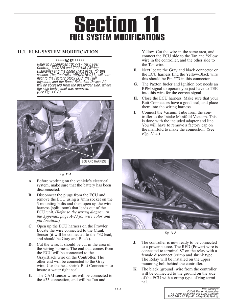 Fuel system modification, Fuel system modifications | Paxton Superchargers Plymouth Prowler User Manual | Page 27 / 58