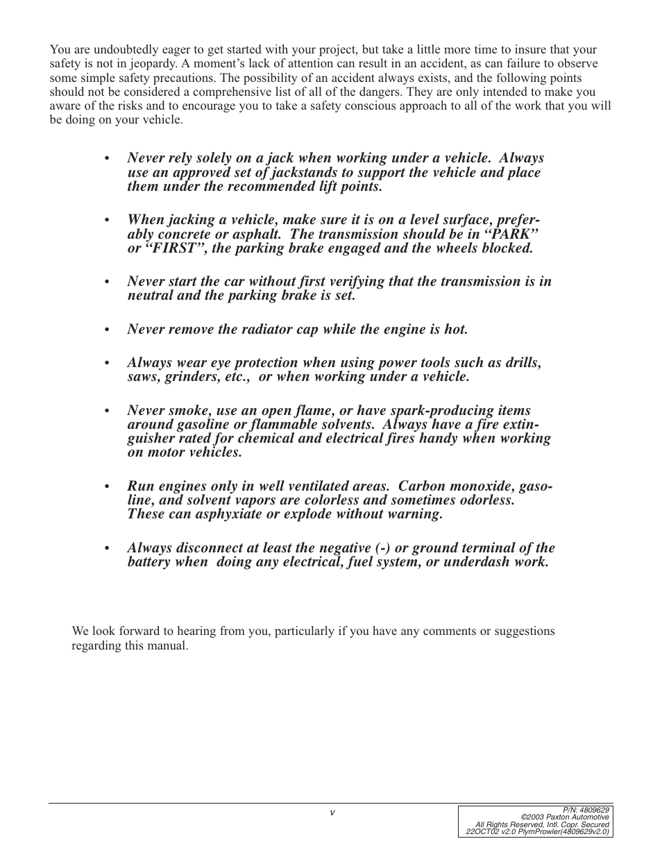 Paxton Superchargers Plymouth Prowler User Manual | Page 5 / 58