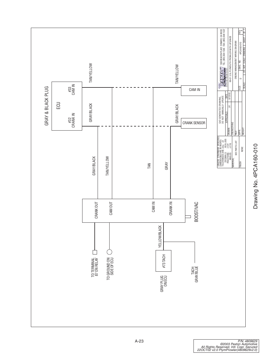 Boost/v ac, Gra y & black plug, A-23 | Paxton Superchargers Plymouth Prowler User Manual | Page 57 / 58