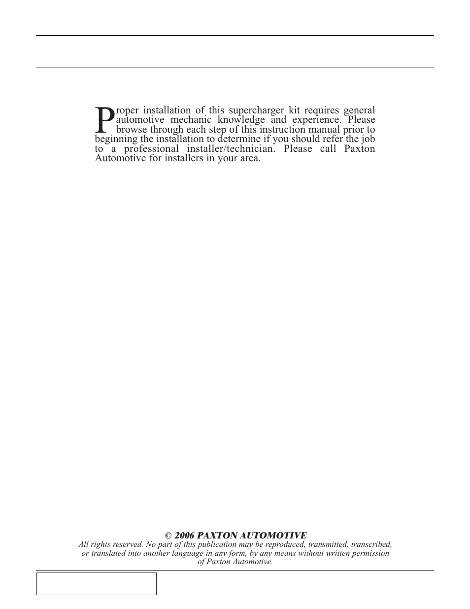 Forword, Foreword | Paxton Superchargers Dodge Viper RT/10 User Manual | Page 2 / 42