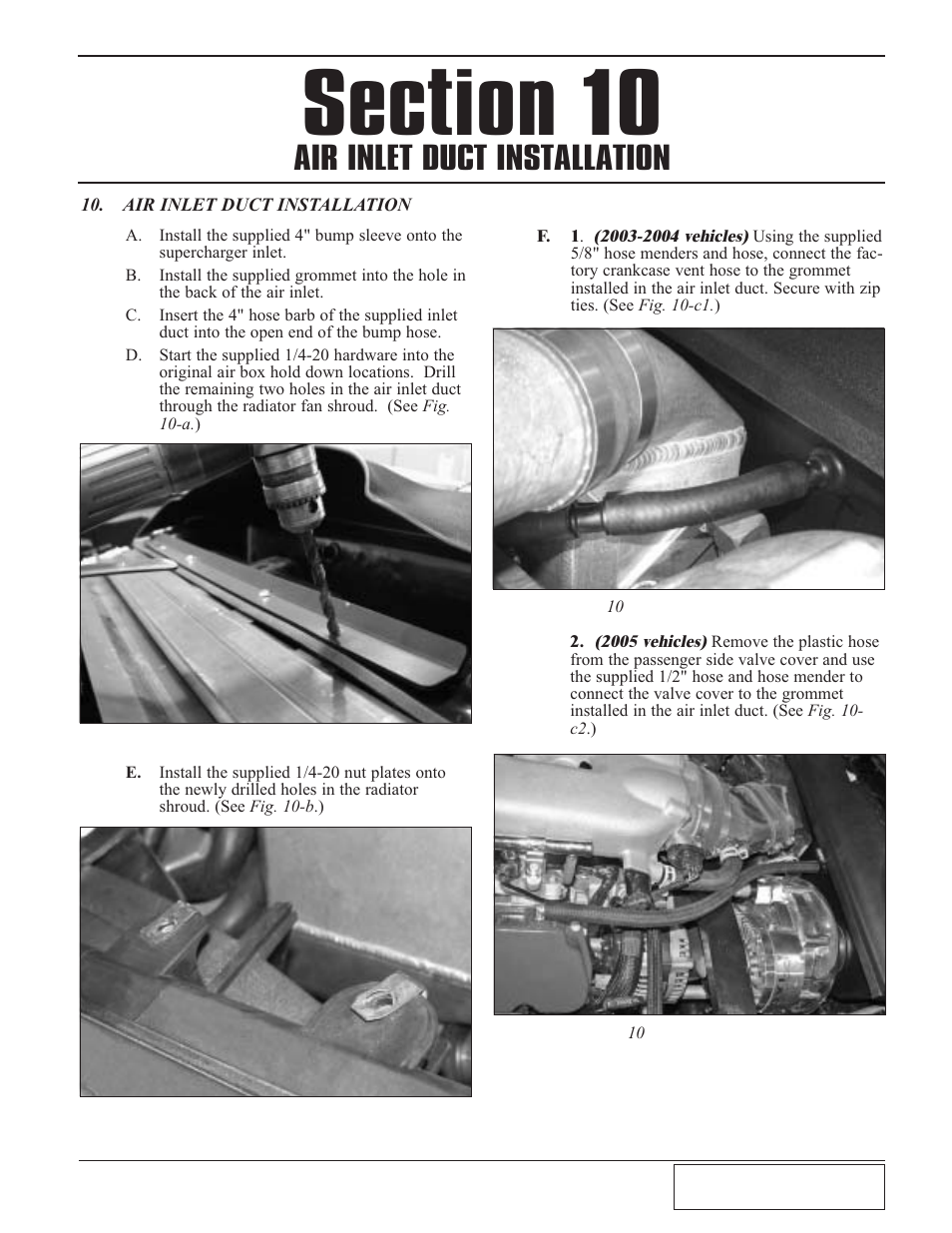 Auxiliary fuel pump assemb, Auxiliary fuel pump assembly installation -1, Air inlet duct installation | Paxton Superchargers Dodge Viper User Manual | Page 29 / 32