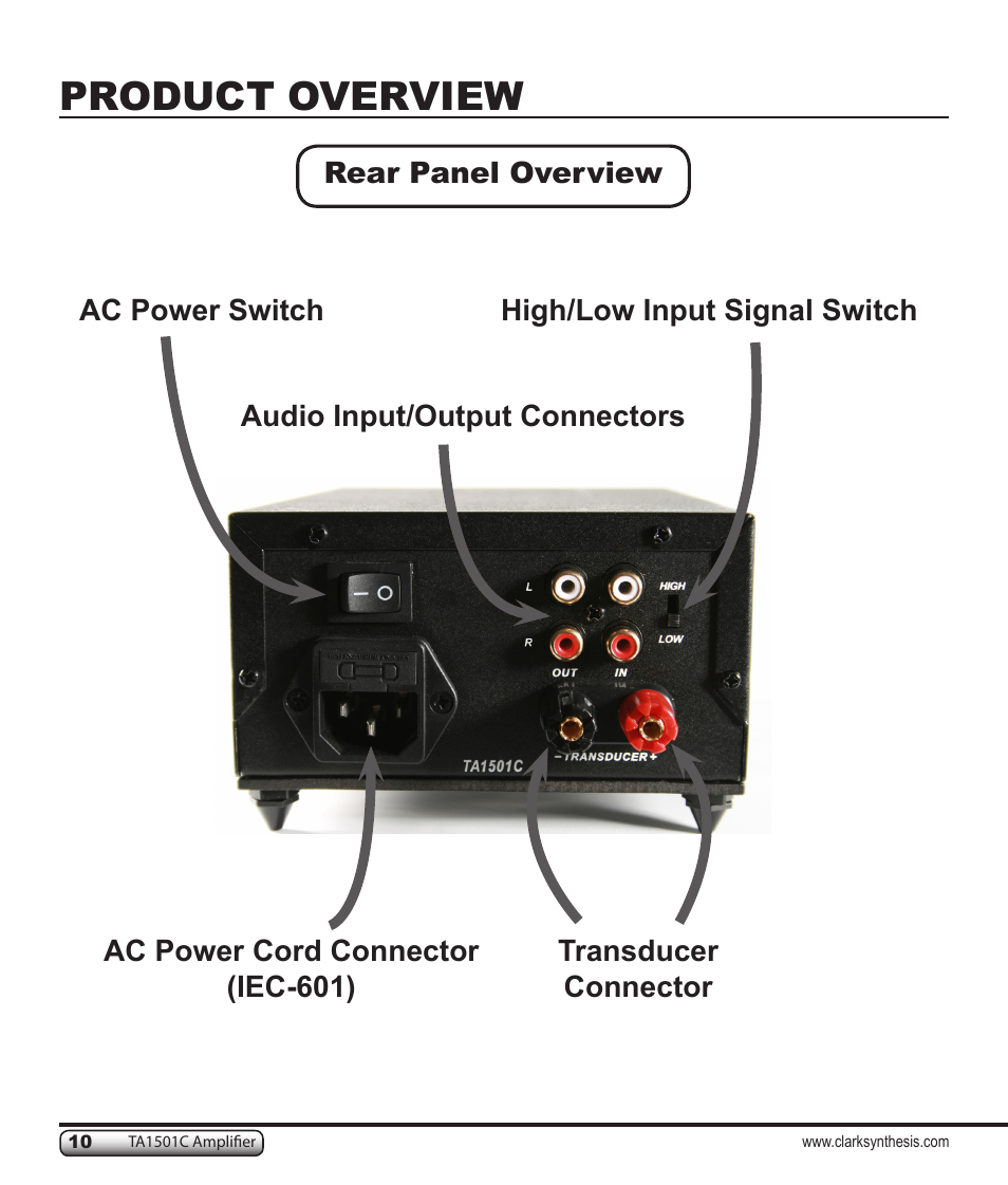 Product overview | Clark Synthesis TACTILE SOUND TA1501C User Manual | Page 10 / 28