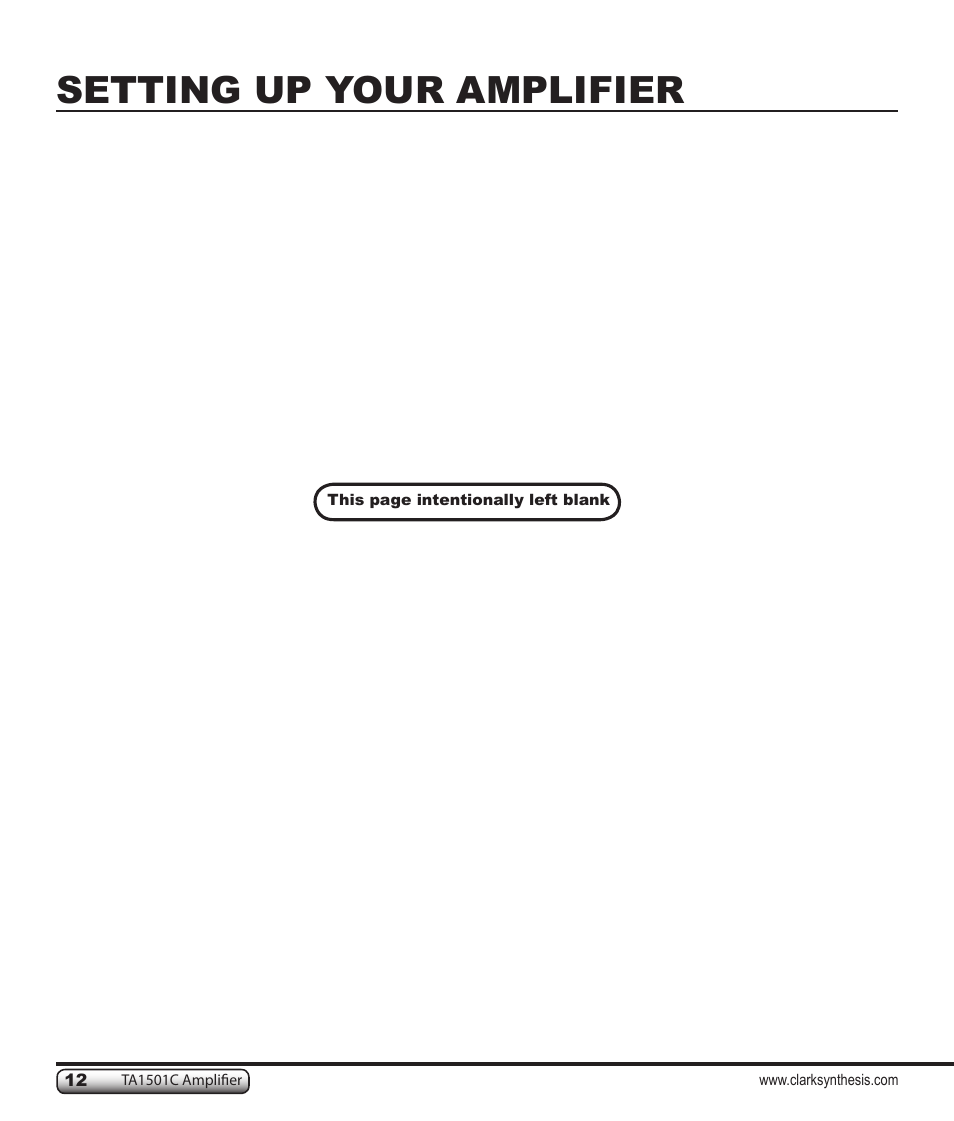 Setting up your amplifier | Clark Synthesis TACTILE SOUND TA1501C User Manual | Page 12 / 28
