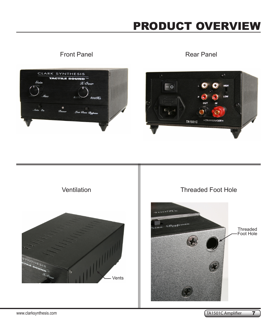 Product overview | Clark Synthesis TACTILE SOUND TA1501C User Manual | Page 7 / 28