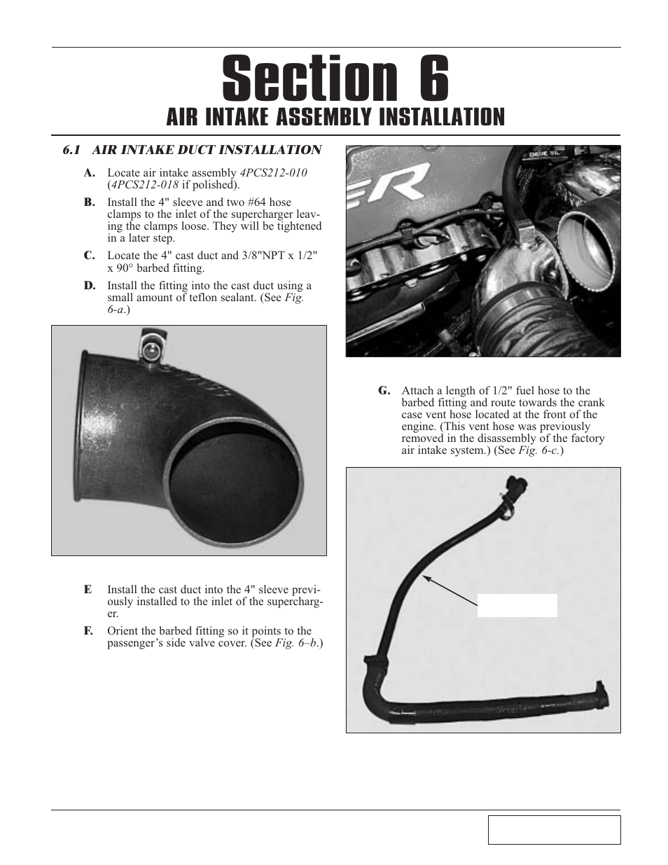 6 air intake assembly instal, 1 air intake duct installa, Air intake assembly installation -1 6.1 | Air intake duct installation -1, Air intake assembly installation | Paxton Superchargers Dodge SRT-10 Ram User Manual | Page 21 / 42