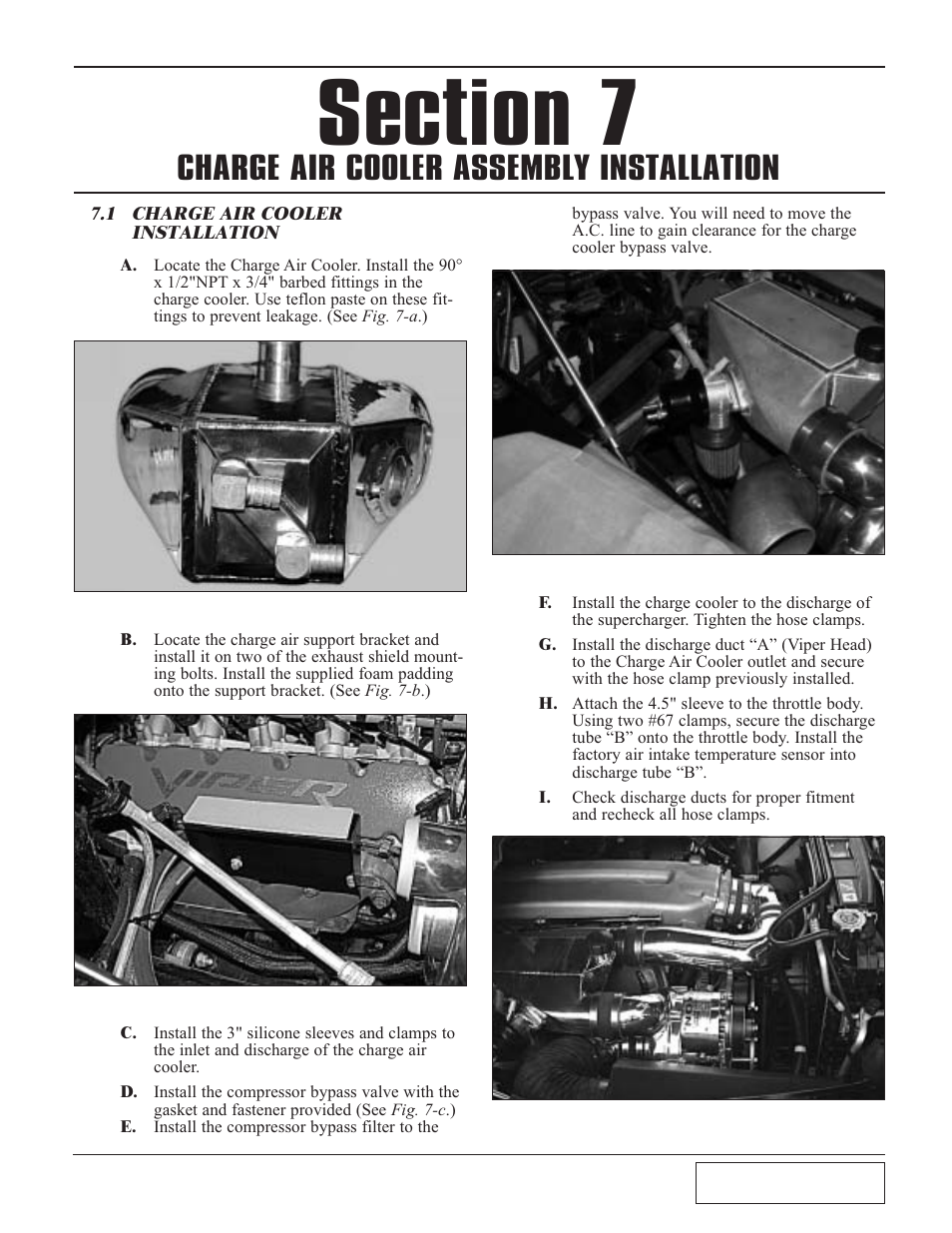 Charge air cooler assembl, 1 charge cooler installation, Charge air cooler assembly installation -1 7.1 | Charge cooler installation -1, Charge air cooler assembly installation | Paxton Superchargers Dodge SRT-10 Ram User Manual | Page 25 / 42