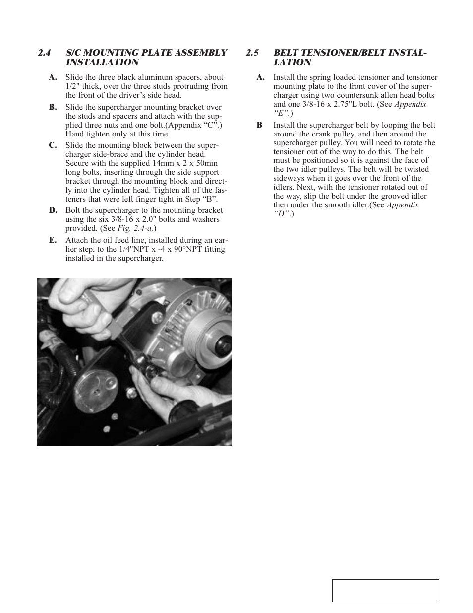 4 s/c mounting plate assem, 5 belt tensioner/belt inst, S/c mounting plate assembly installation -3 | Paxton Superchargers Ford V-10 Super Duty Truck User Manual | Page 15 / 38