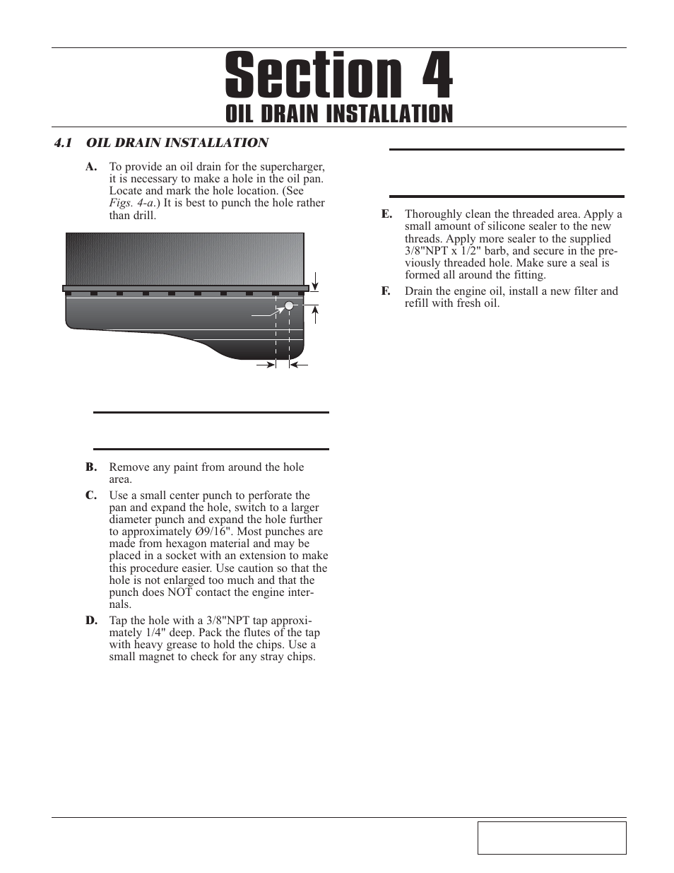 Oil drain installation, Introduction, Oil drain installation -1 | Paxton Superchargers Universal Small Block Mopar/318 Carbureted System User Manual | Page 15 / 30