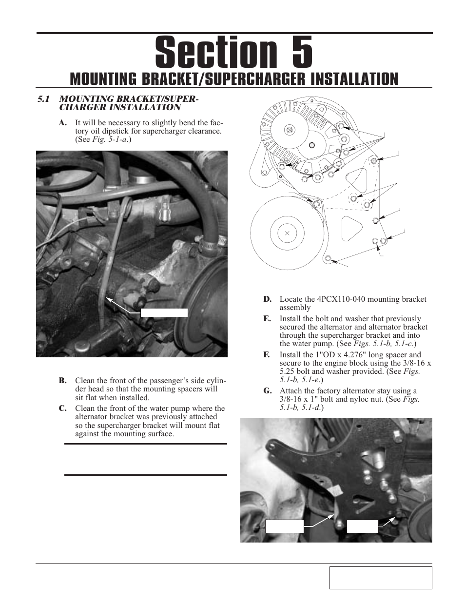 Mounting bracket/supercha, Mounting bracket/supercharger installation -1, Mounting bracket/supercharger installation | Paxton Superchargers Universal Small Block Mopar/318 Carbureted System User Manual | Page 17 / 30