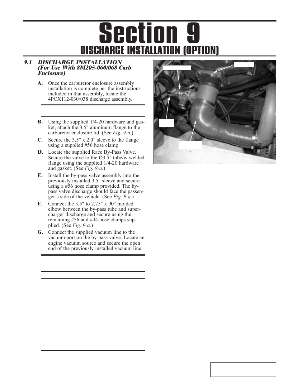 Discharge installation, Discharge installation (option) -1, Discharge installation (option) | Paxton Superchargers Universal Small Block Mopar/318 Carbureted System User Manual | Page 27 / 30