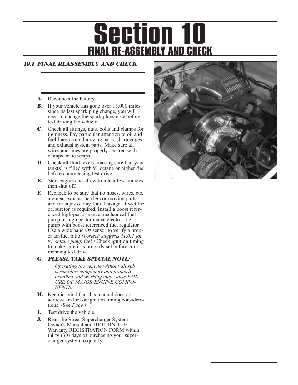 Final re-assembly and check, Final re-assembly and check -1 | Paxton Superchargers Universal Small Block Mopar/318 Carbureted System User Manual | Page 29 / 30