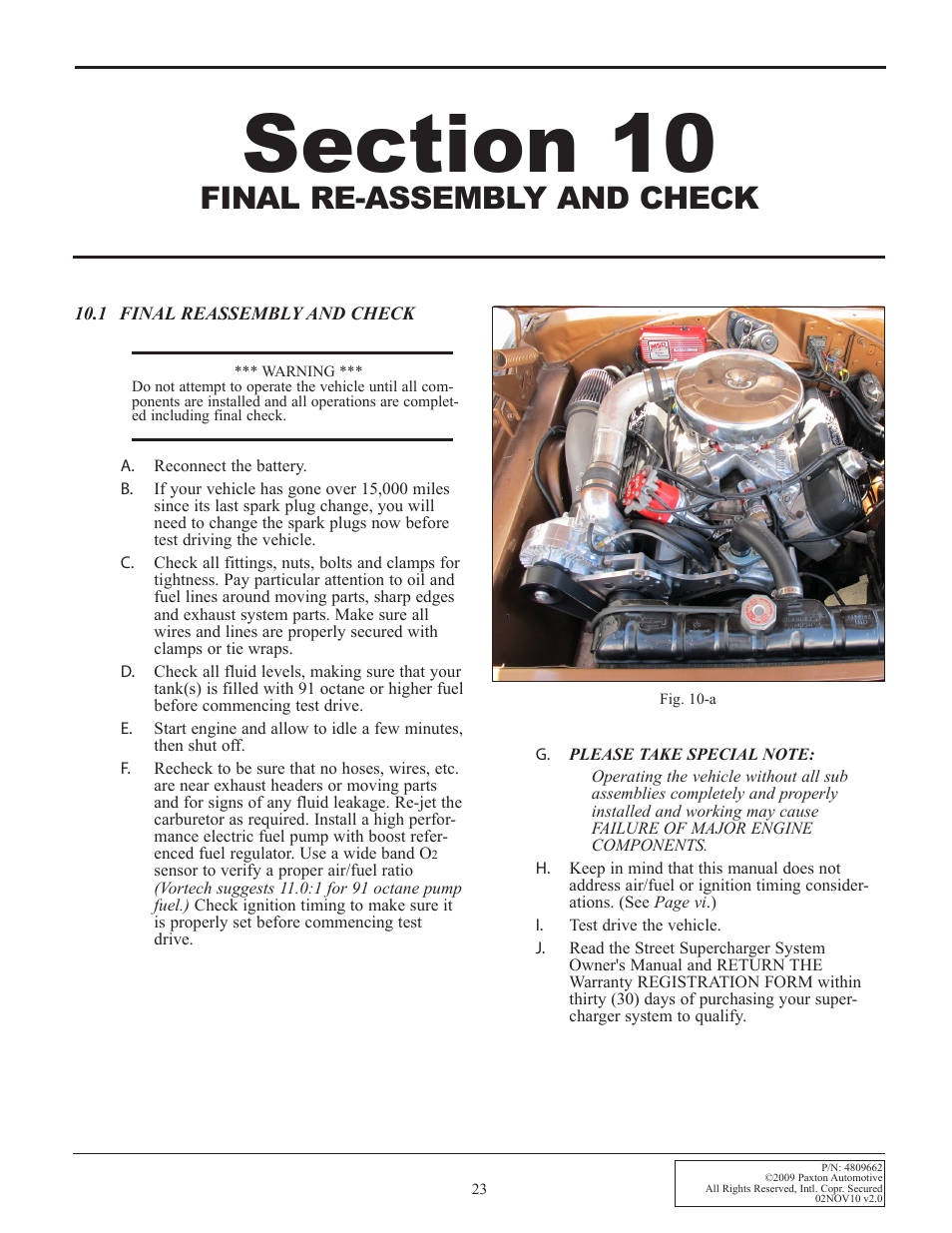Final re-assembly and check | Paxton Superchargers Universal Big Block Mopar 440 Carbureted System User Manual | Page 31 / 32