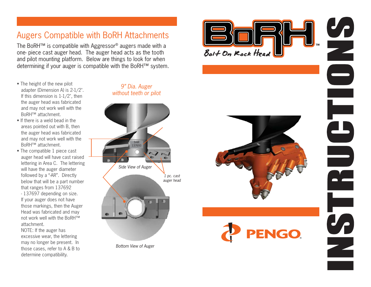 Pengo Dirt Aggressor Auger User Manual | 2 pages