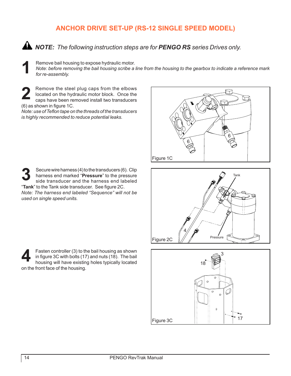 Anchor drive set-up (rs-12 single speed model), 4 pengo revtrak manual | Pengo RevTrak User Manual | Page 14 / 32