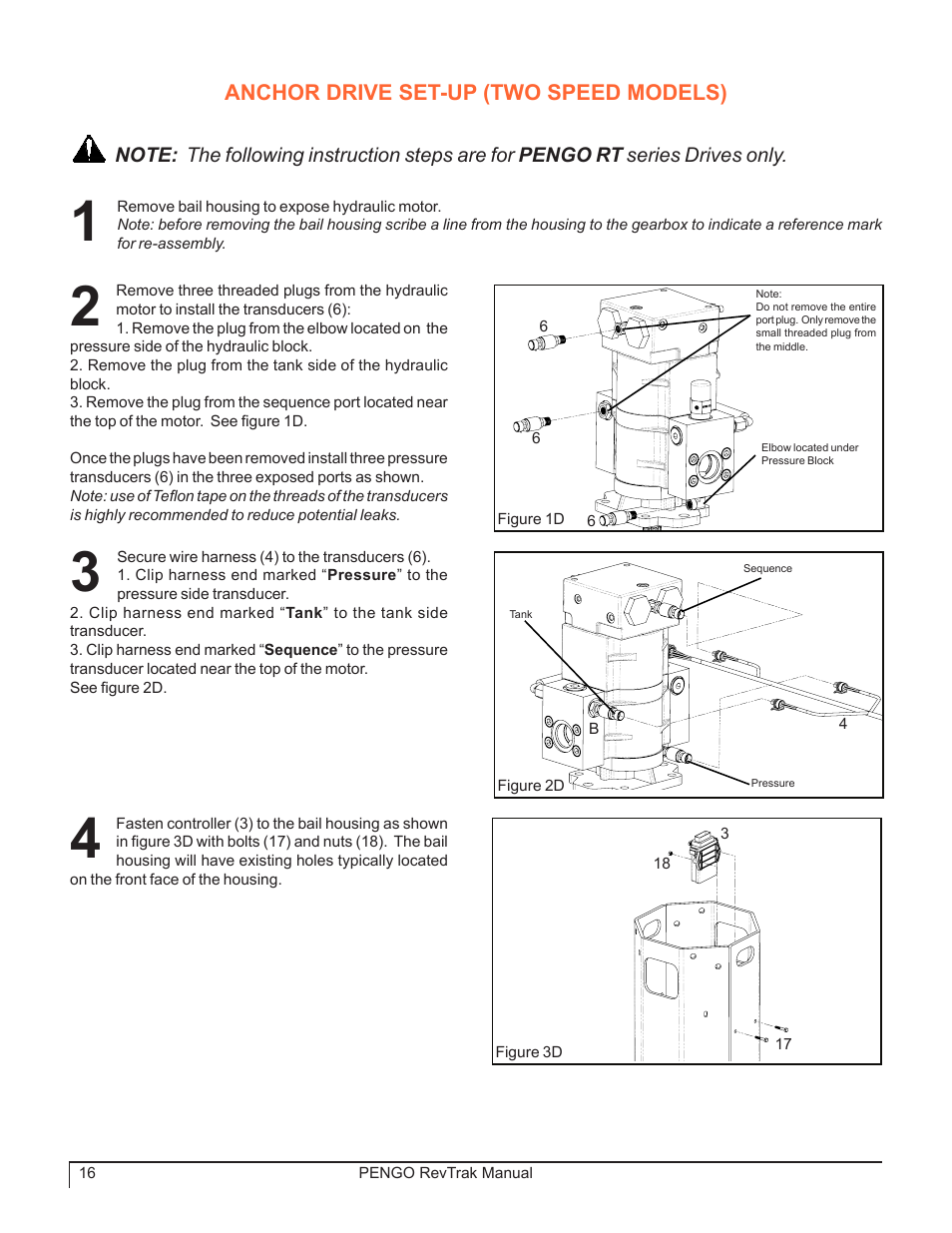 Anchor drive set-up (two speed models), 6 pengo revtrak manual, 64 b figure 3d | Drawn by, Date checked by | Pengo RevTrak User Manual | Page 16 / 32