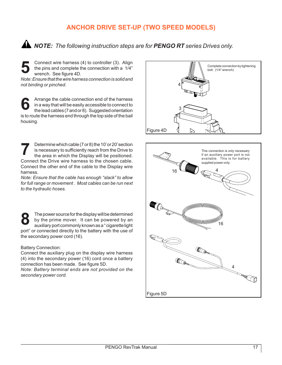 Anchor drive set-up (two speed models), Pengo revtrak manual 7, Figure 5d | 6 4 figure 4d | Pengo RevTrak User Manual | Page 17 / 32