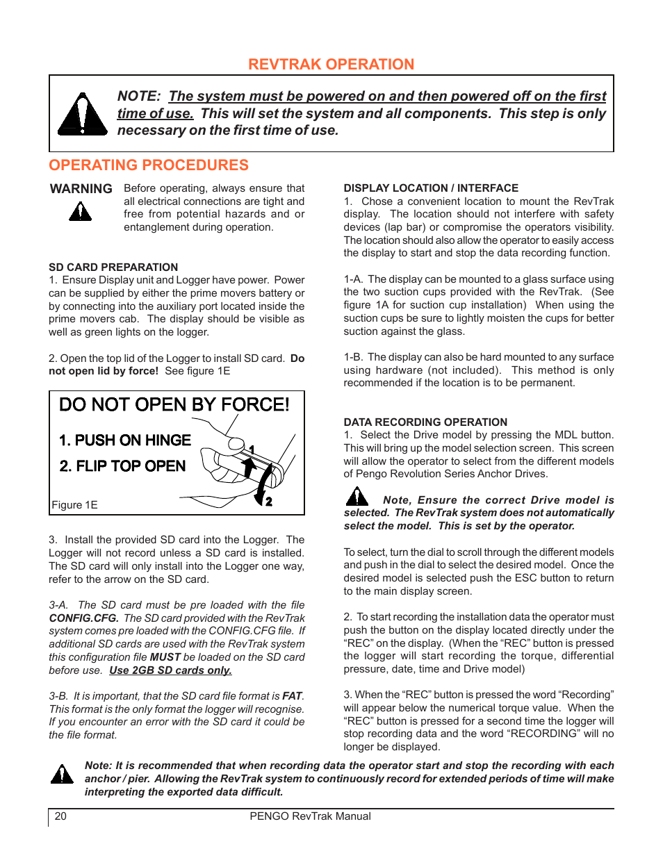 Revtrak operation operating procedures | Pengo RevTrak User Manual | Page 20 / 32