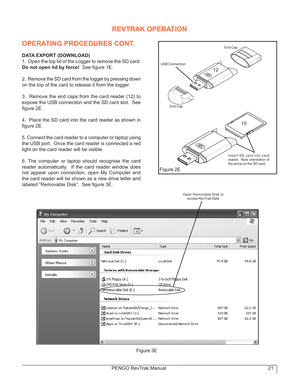 Revtrak operation operating procedures cont, Figure 2e, Figure 3e | Pengo RevTrak User Manual | Page 21 / 32