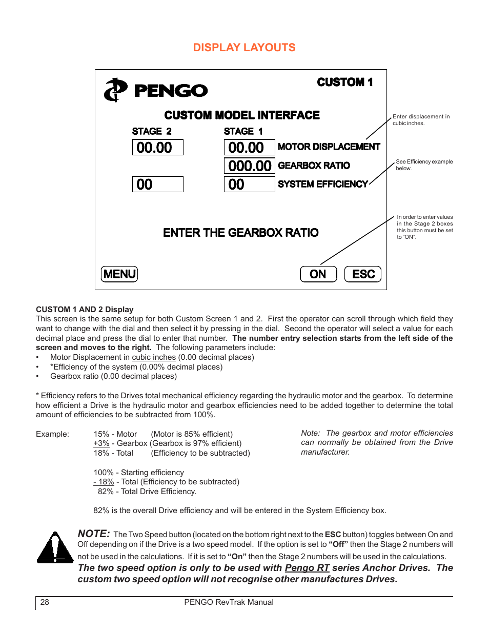 Display layouts | Pengo RevTrak User Manual | Page 28 / 32