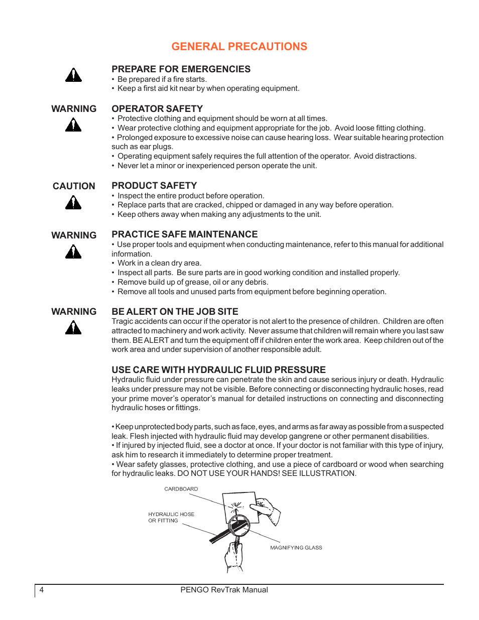 General precautions | Pengo RevTrak User Manual | Page 4 / 32