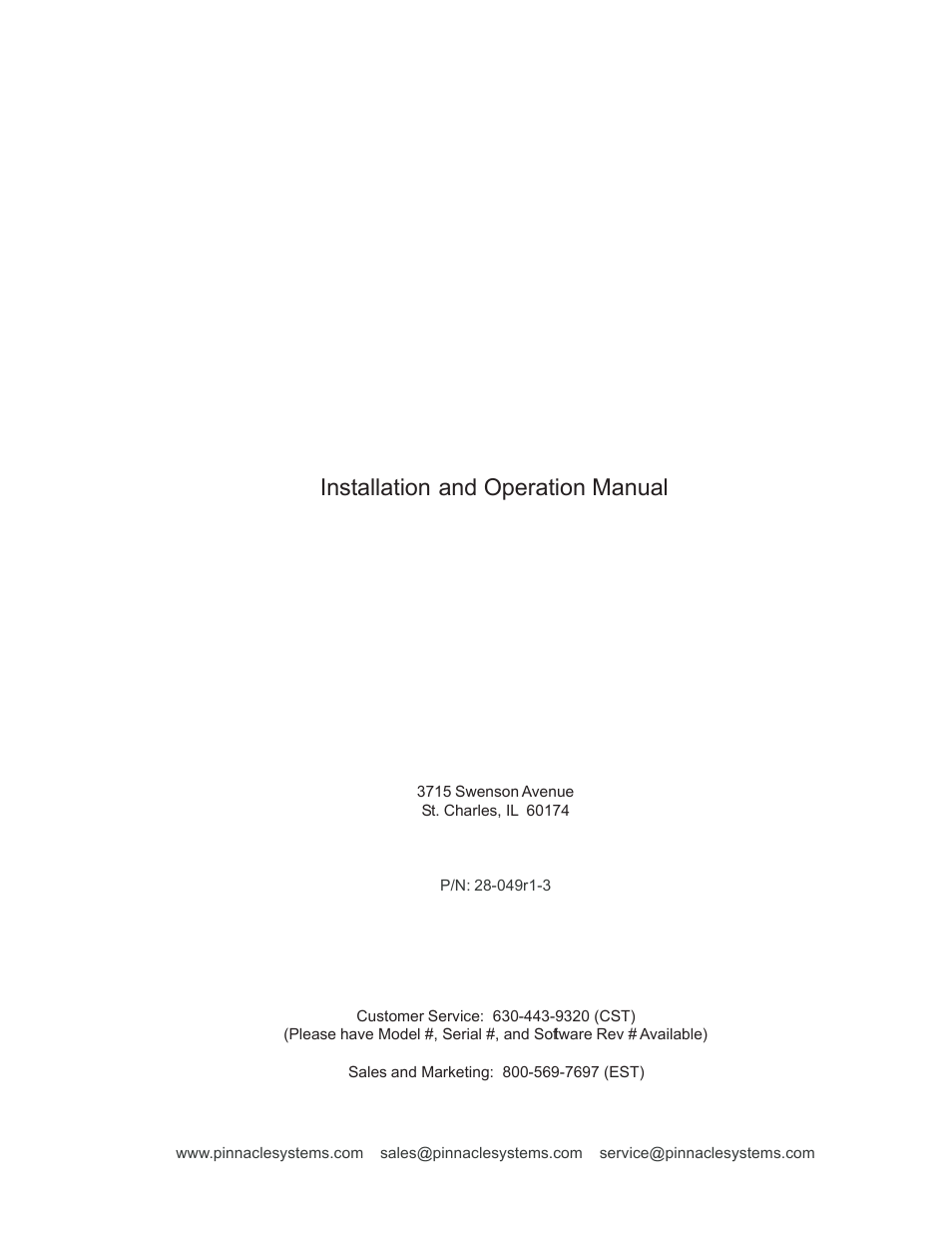 Slt series, Installation and operation manual | Pinnacle Systems SLT Series User Manual | Page 5 / 32
