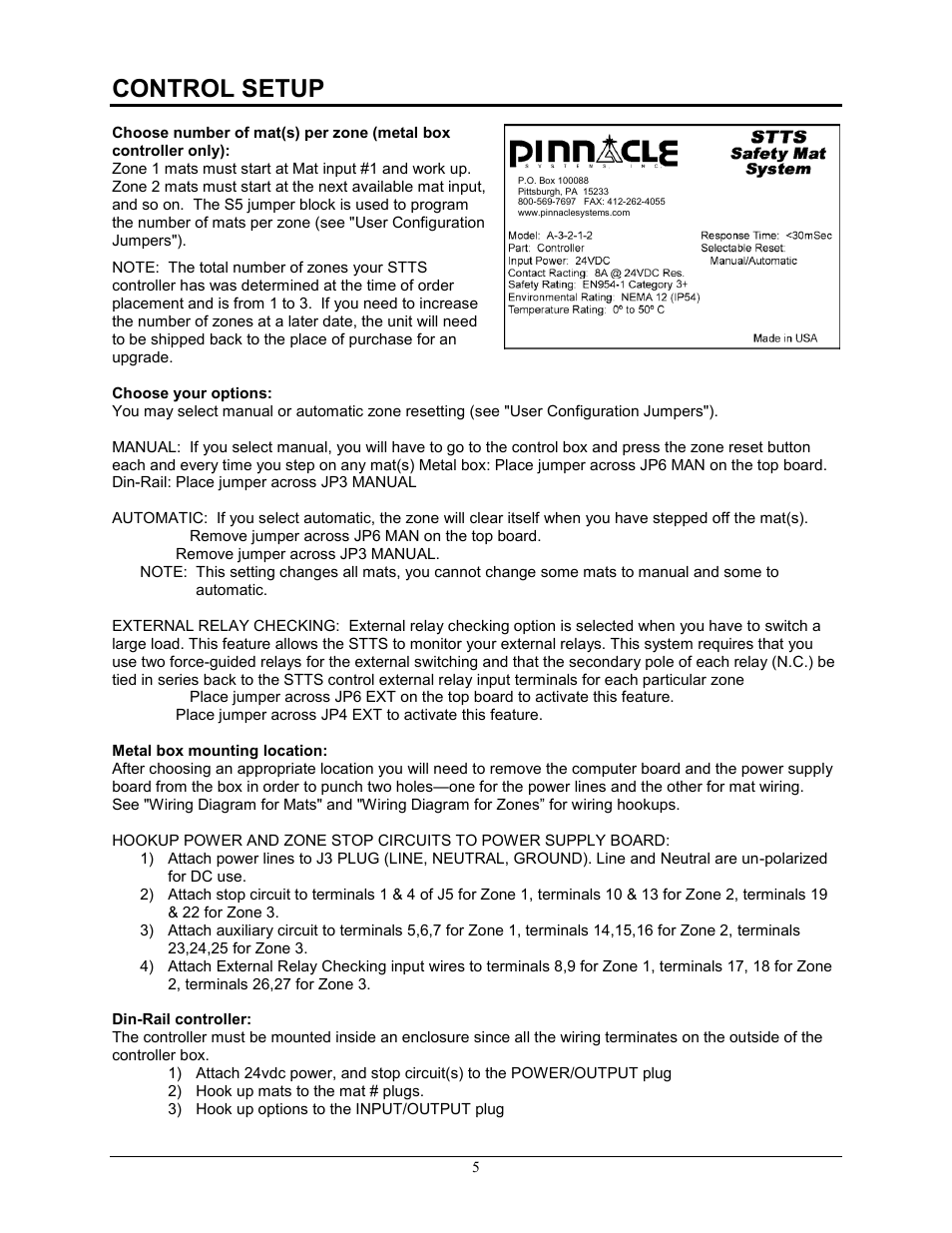 Control setup | Pinnacle Systems STTS User Manual | Page 11 / 38
