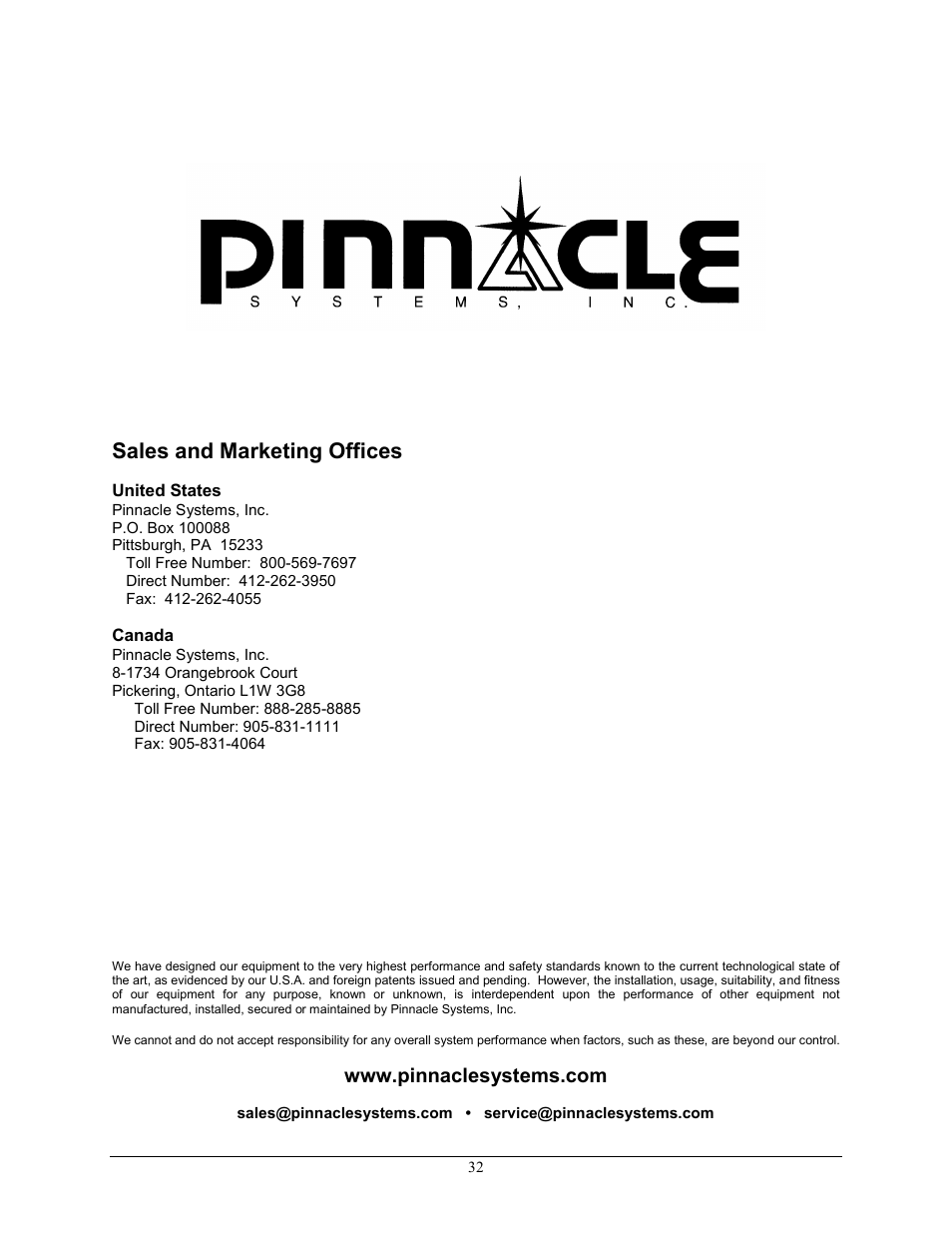Sales and marketing offices | Pinnacle Systems STTS User Manual | Page 38 / 38