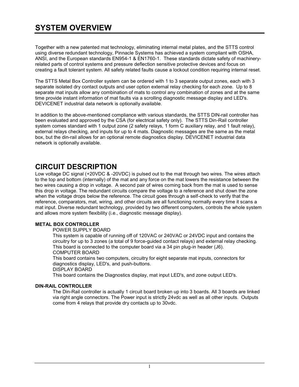 System overview, Circuit description | Pinnacle Systems STTS User Manual | Page 7 / 38