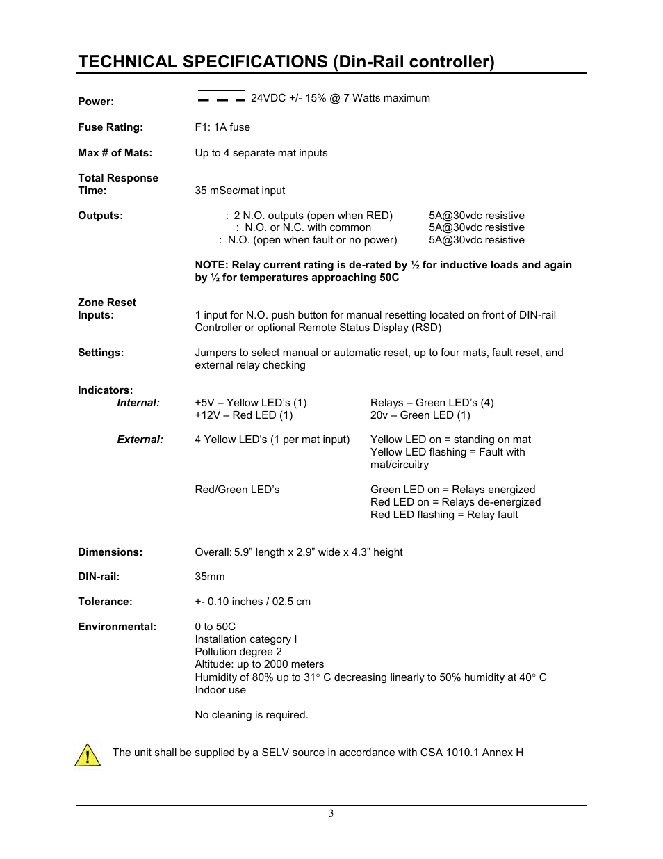 Technical specifications (din-rail controller) | Pinnacle Systems STTS User Manual | Page 9 / 38