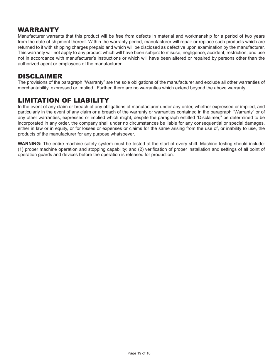 Warranty, Disclaimer, Limitation of liability | Pinnacle Systems Universal Safety Controller HUB User Manual | Page 24 / 26