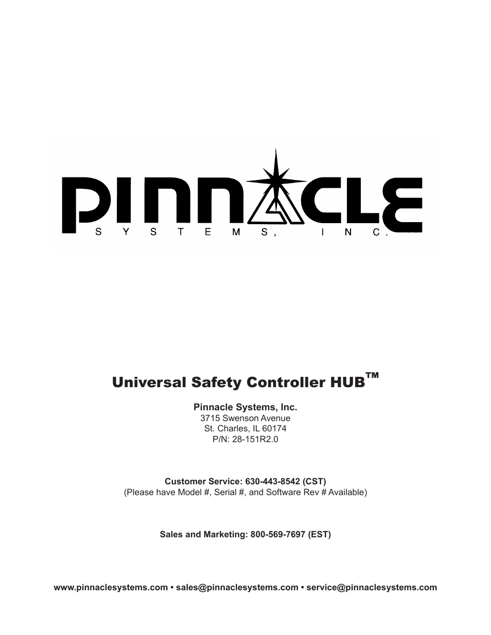 Universal safety controller hub | Pinnacle Systems Universal Safety Controller HUB User Manual | Page 3 / 26