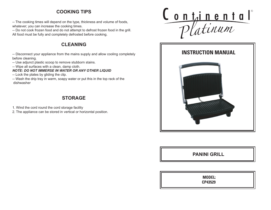 Continental CP43529 User Manual | 2 pages