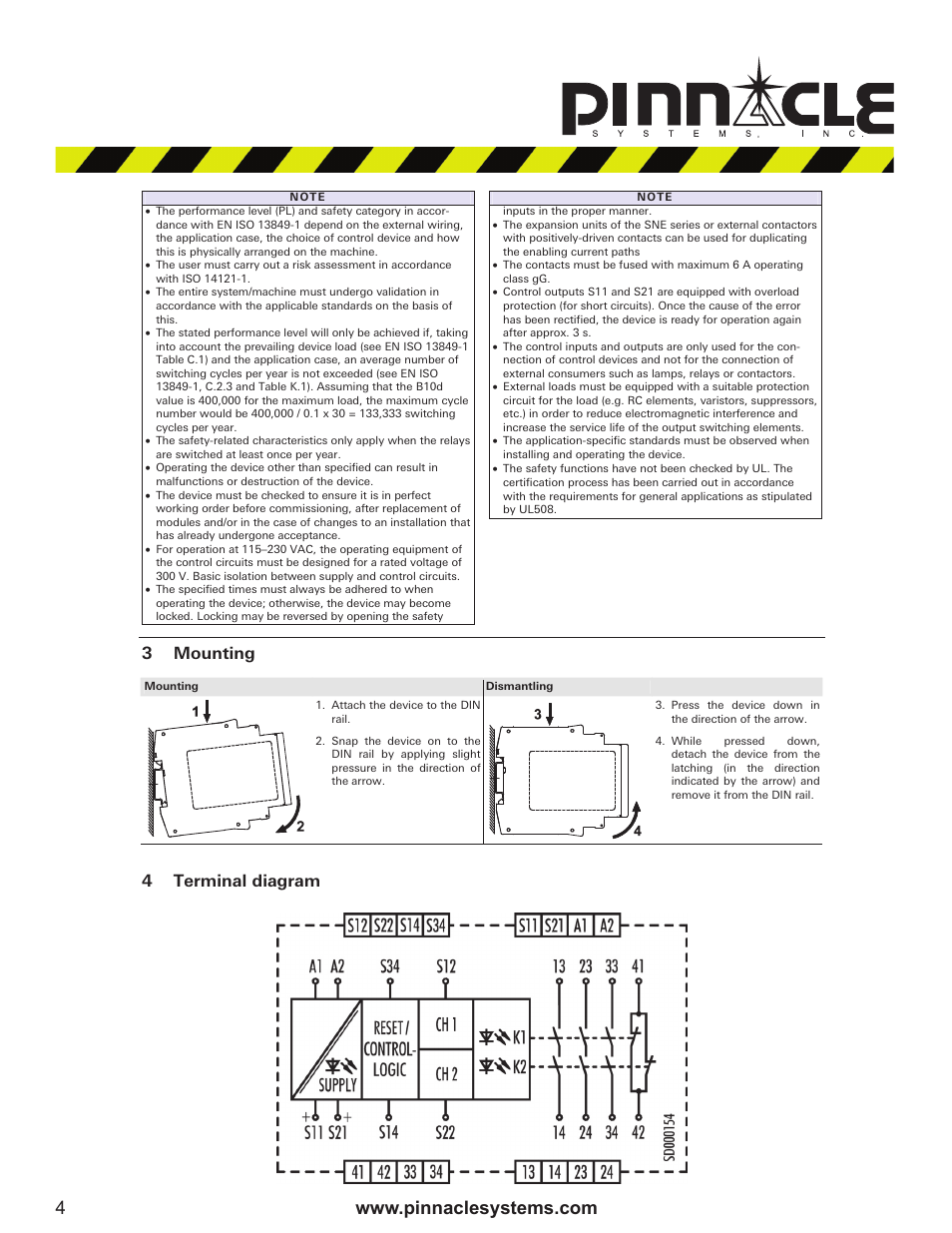 3mounting, 4terminal diagram | Pinnacle Systems NSD 3580 User Manual | Page 4 / 9