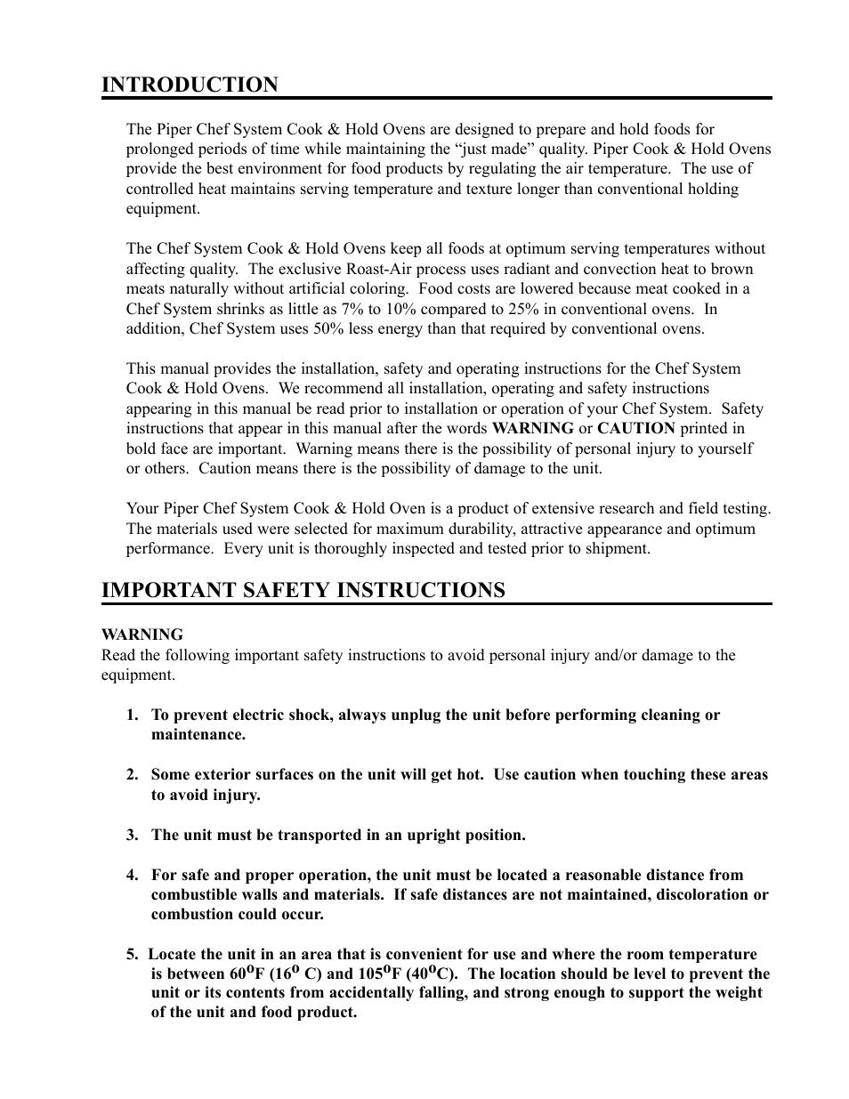 Introduction, Important safety instructions | Piper CS2-5 User Manual | Page 3 / 12