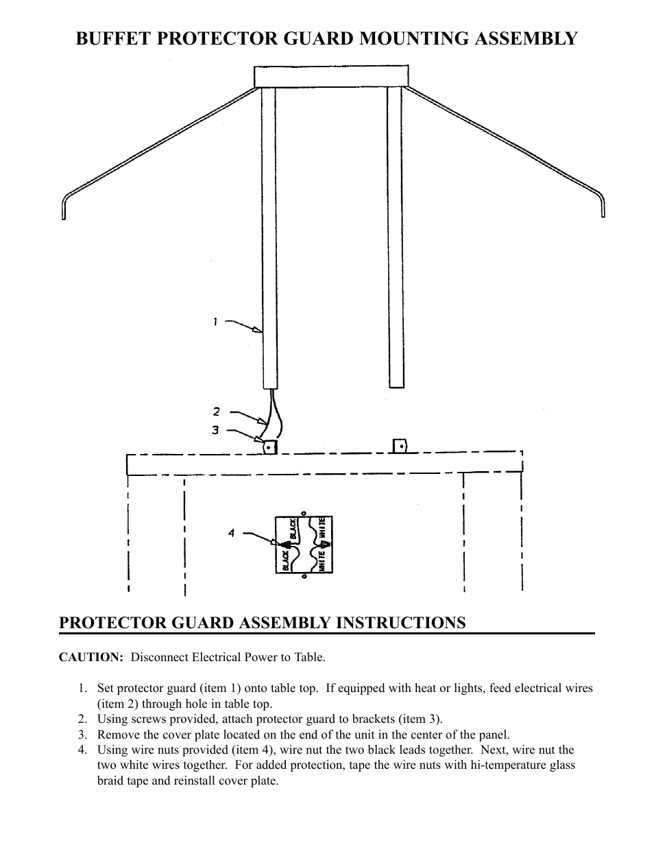 Buffet protector guard mounting assembly, Protector guard assembly instructions | Piper 3-CM User Manual | Page 4 / 25