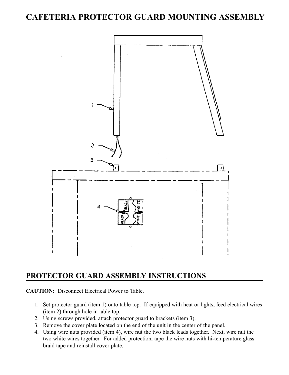 Cafeteria protector guard mounting assembly, Protector guard assembly instructions | Piper 3-CM User Manual | Page 5 / 25