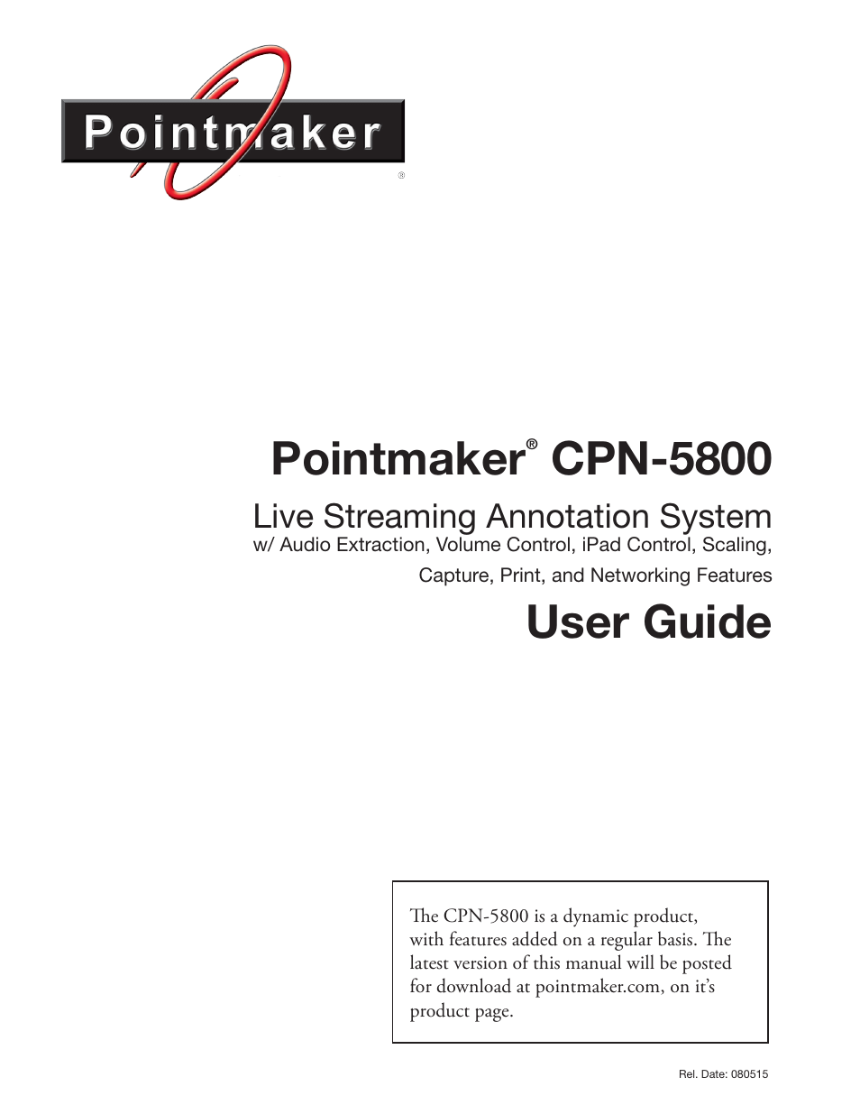 Pointmaker CPN-5800 User Manual | 168 pages