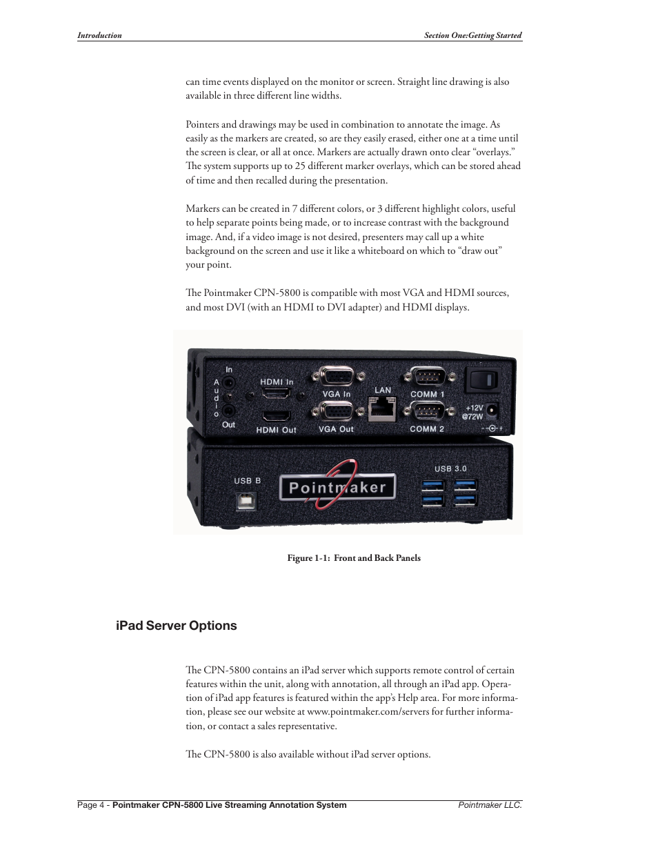 Ipad server options | Pointmaker CPN-5800 User Manual | Page 10 / 168