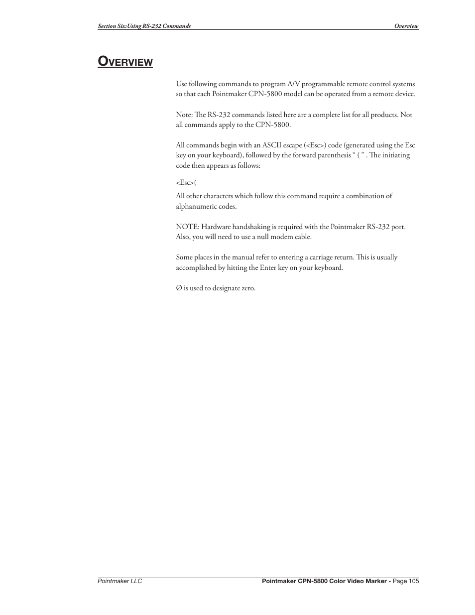 Overview, Verview | Pointmaker CPN-5800 User Manual | Page 111 / 168