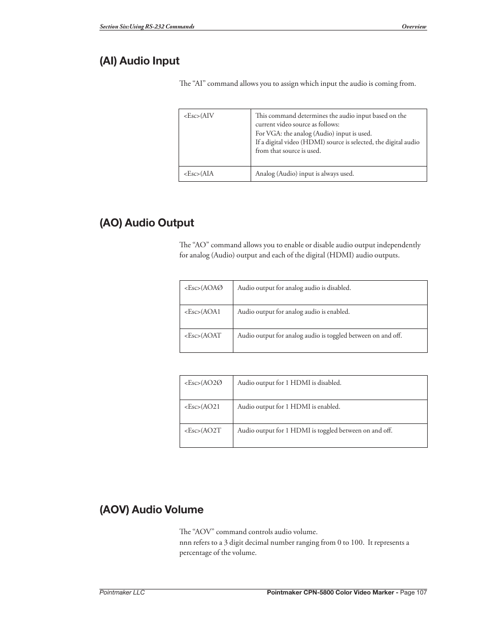 Ai) audio input, Ao) audio output, Aov) audio volume | Pointmaker CPN-5800 User Manual | Page 113 / 168