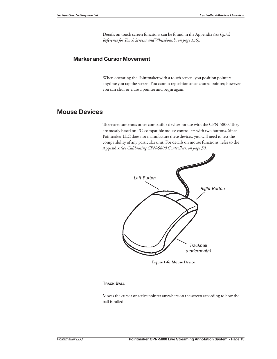 Mouse devices, Marker and cursor movement | Pointmaker CPN-5800 User Manual | Page 19 / 168