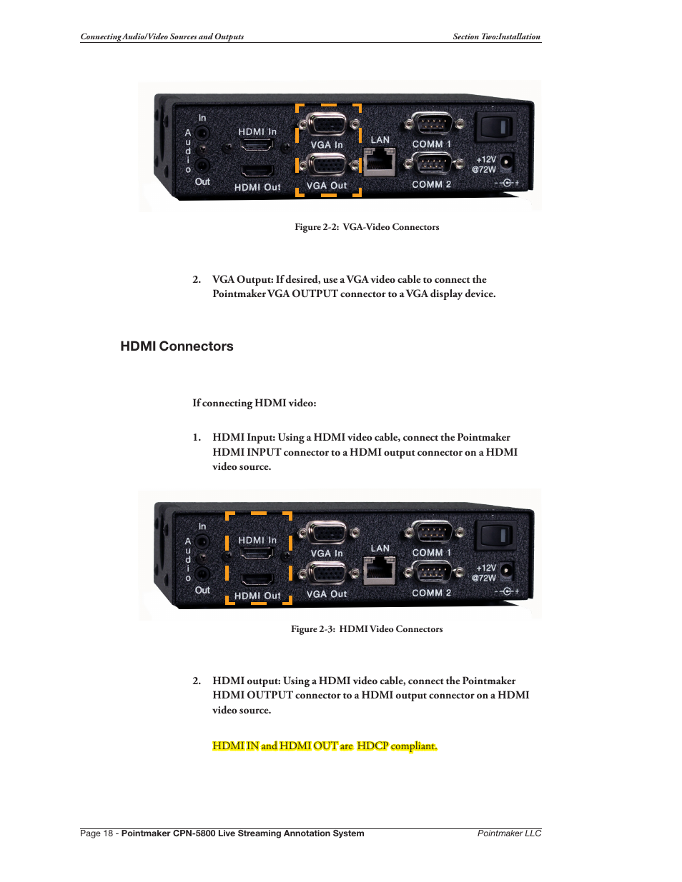 Hdmi connectors | Pointmaker CPN-5800 User Manual | Page 24 / 168