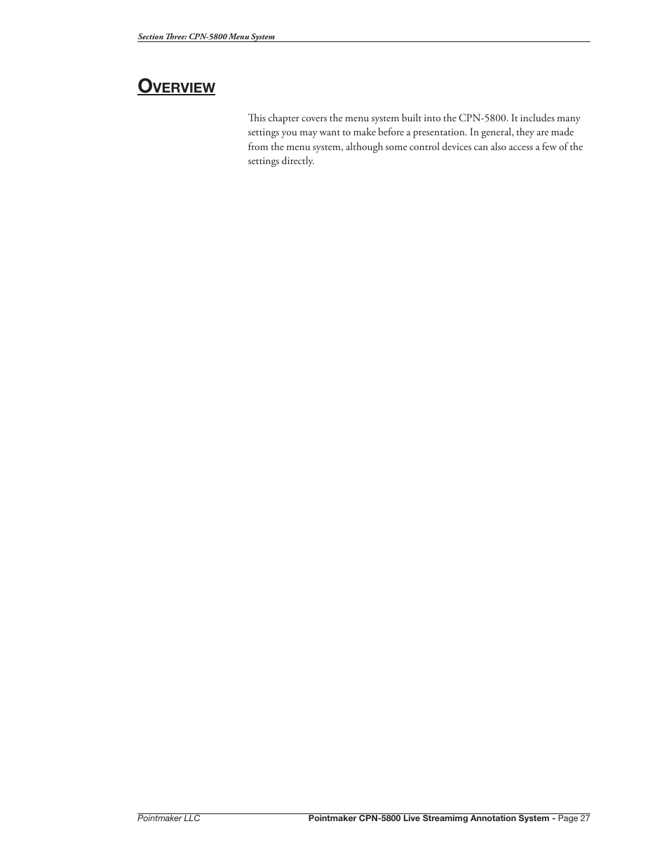 Overview | Pointmaker CPN-5800 User Manual | Page 33 / 168