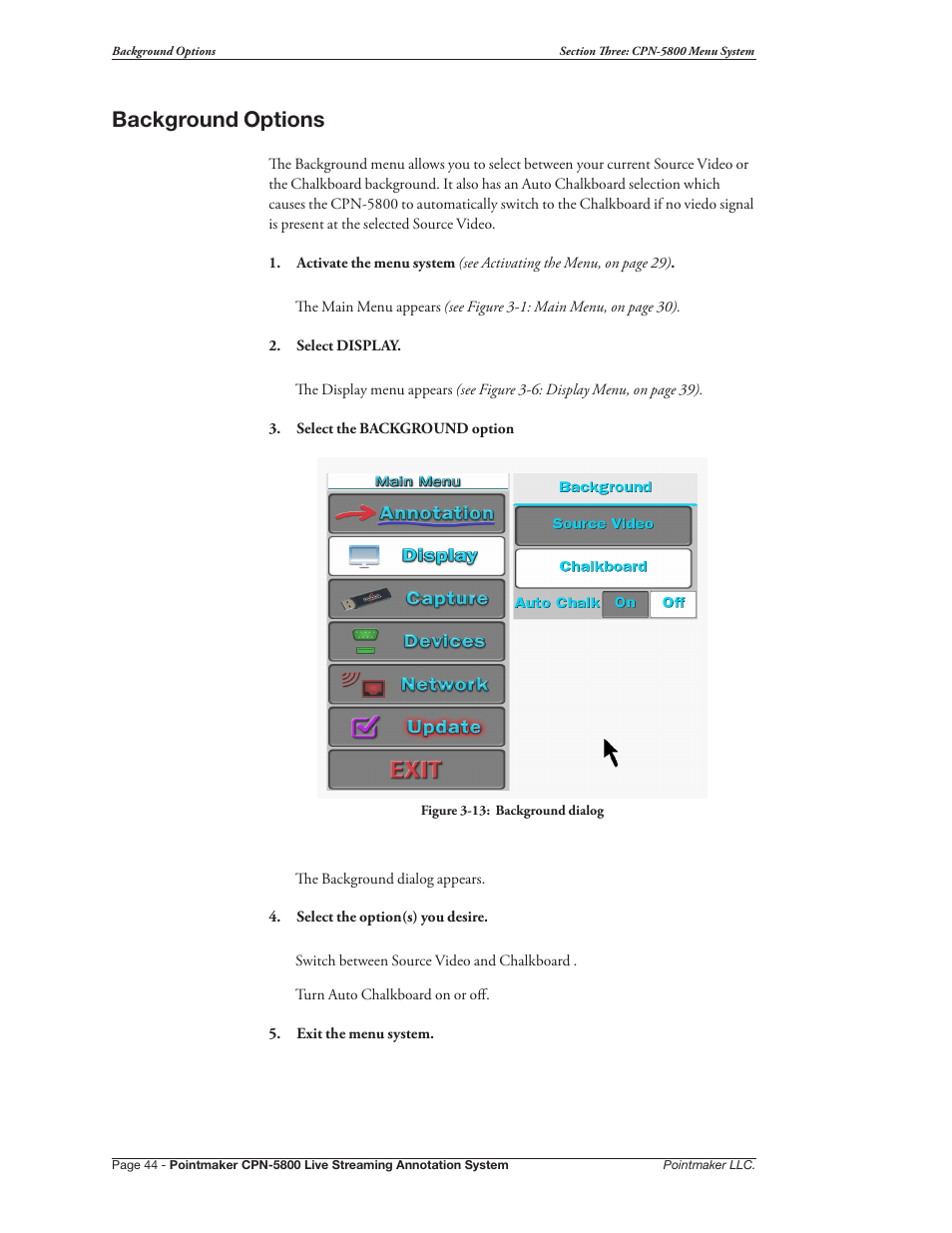 Background options | Pointmaker CPN-5800 User Manual | Page 50 / 168