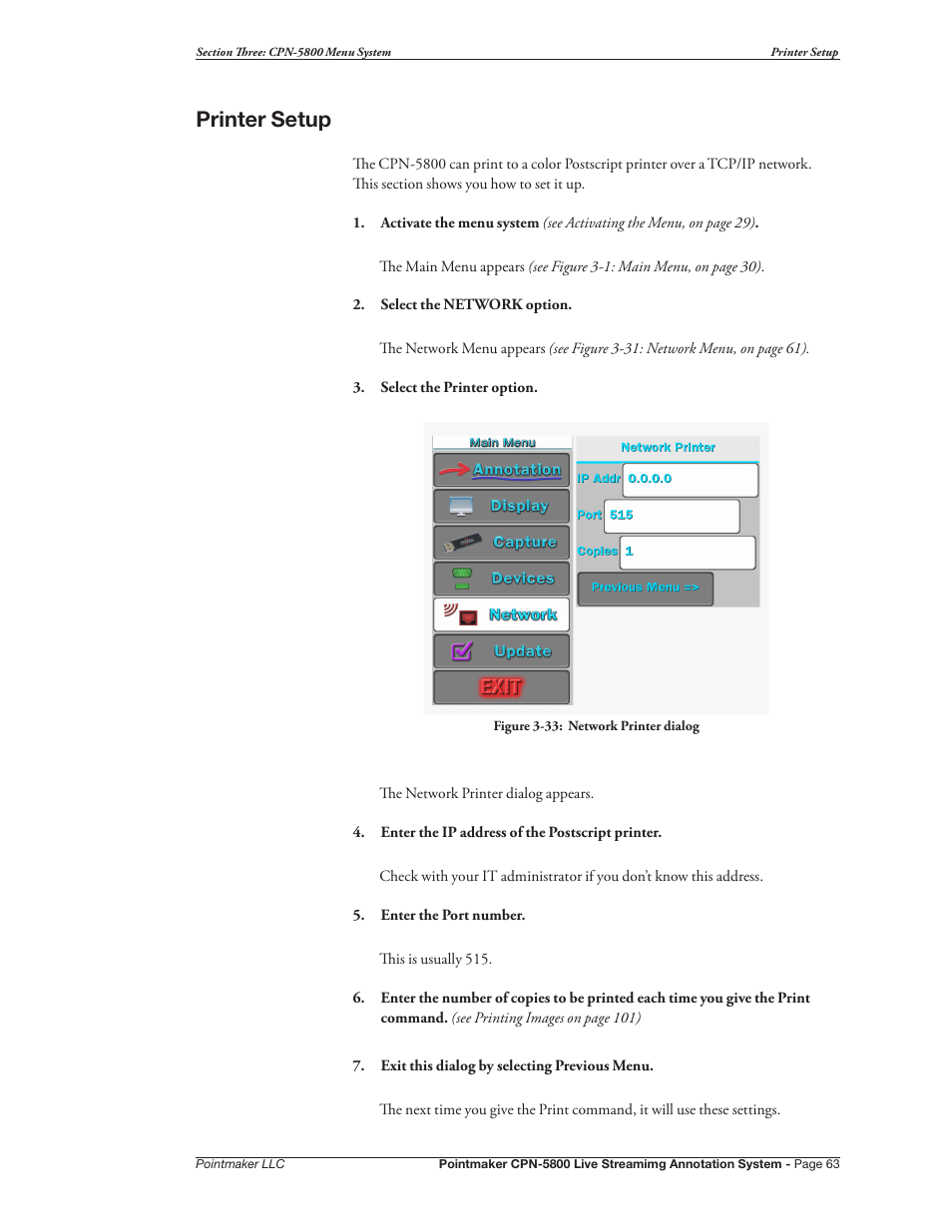Printer setup | Pointmaker CPN-5800 User Manual | Page 69 / 168