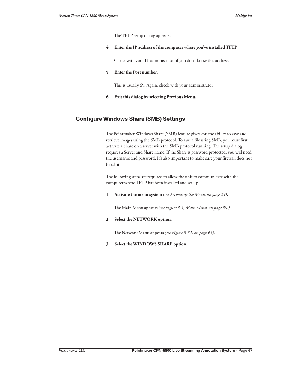 Configure windows share (smb) settings | Pointmaker CPN-5800 User Manual | Page 73 / 168