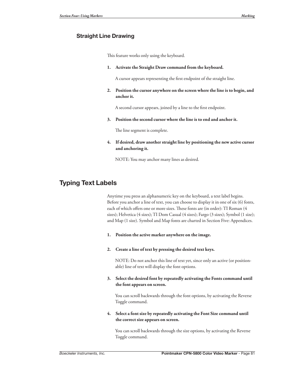 Typing text labels | Pointmaker CPN-5800 User Manual | Page 87 / 168