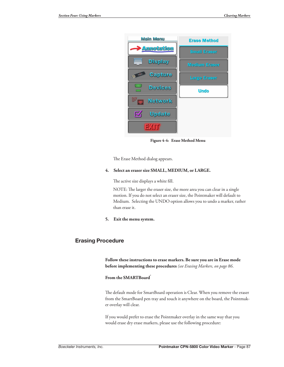 Erasing procedure | Pointmaker CPN-5800 User Manual | Page 93 / 168