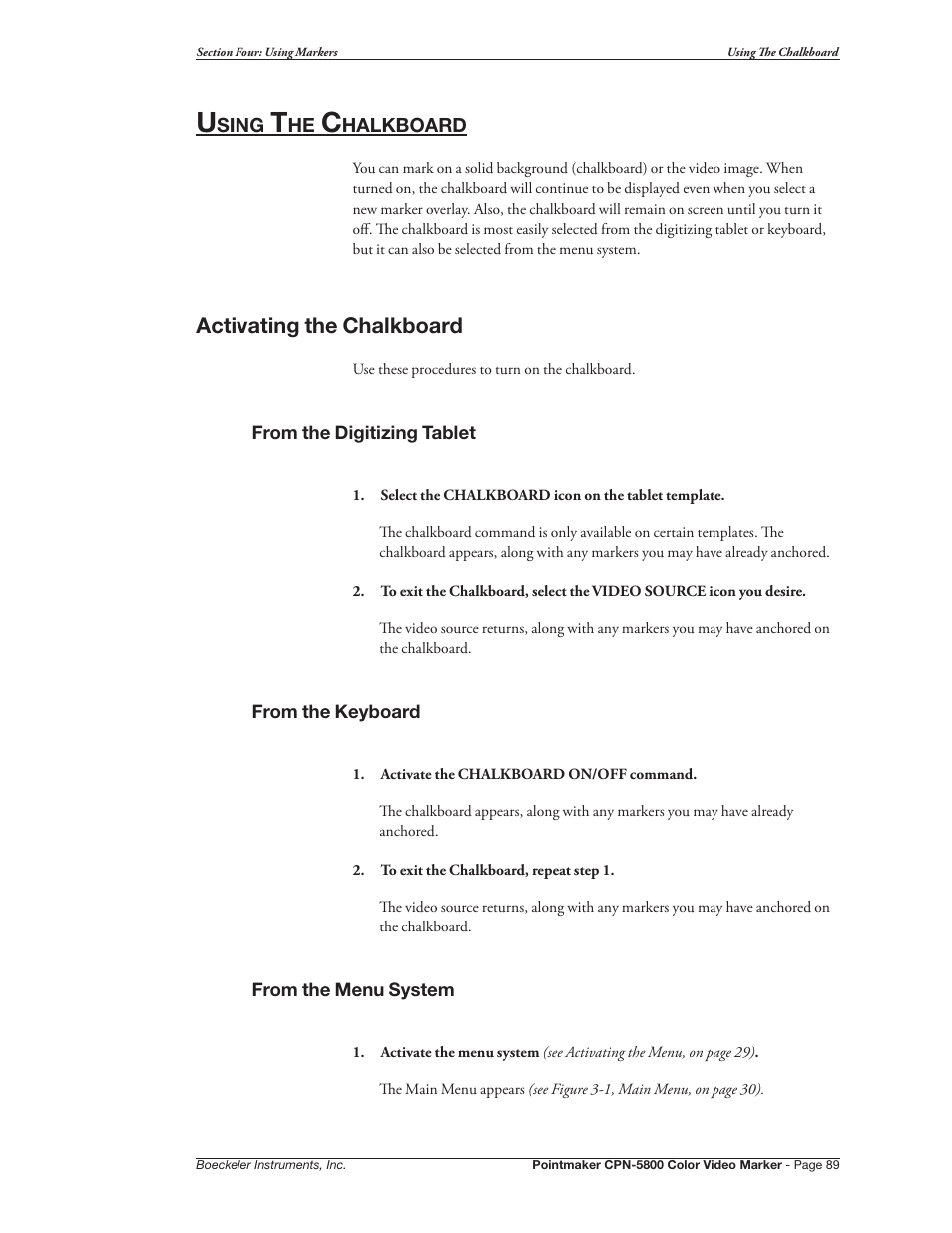 Using the chalkboard, Activating the chalkboard | Pointmaker CPN-5800 User Manual | Page 95 / 168