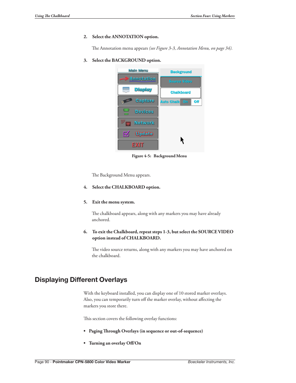 Displaying different overlays | Pointmaker CPN-5800 User Manual | Page 96 / 168